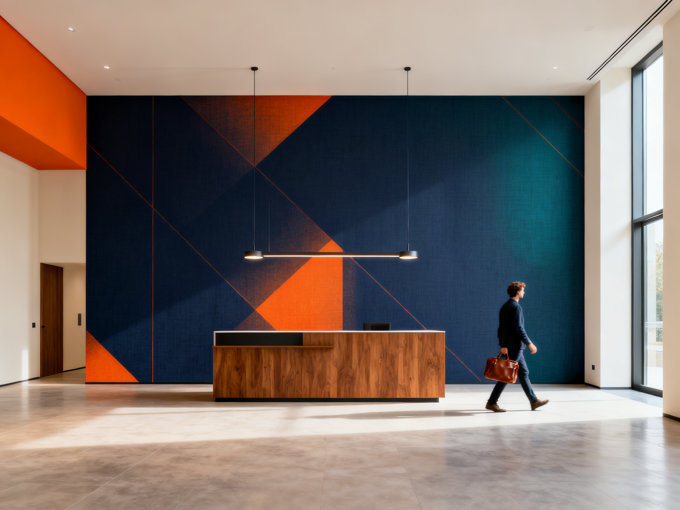 Habillage mural bureaux — hall d'accueil signalétique